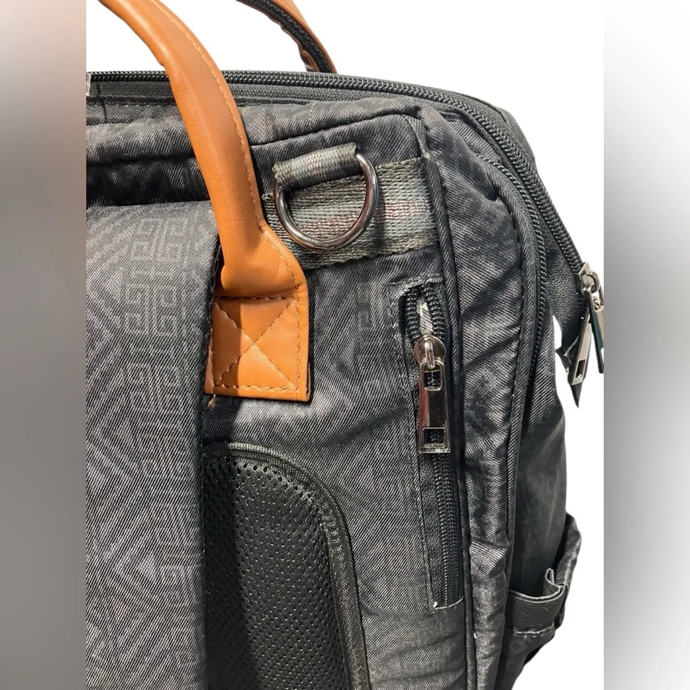 Monbebe Bolt Diaper Bag Backpack with Bassinet Changing Station Urban Boho Black